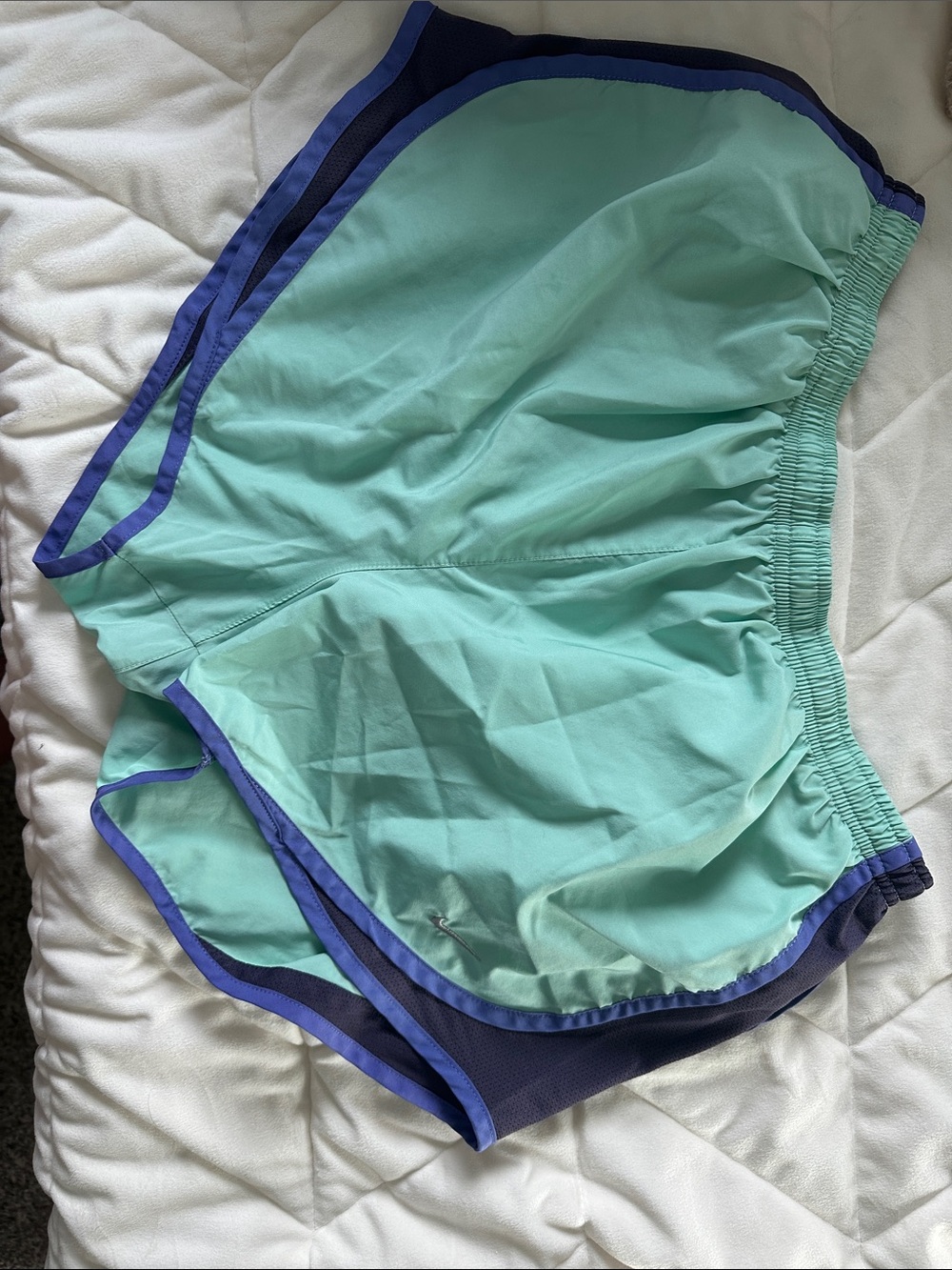 Women’s Mint Green Running Shorts with Navy Trim